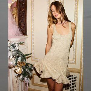 LoveShackFancy Sarajane Sequin Stretch Knit Mini Dress